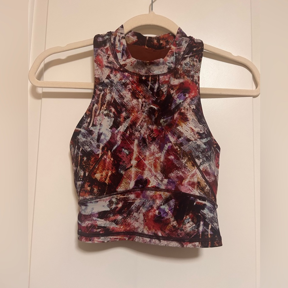 🍋 Lululemon Multicolor Abstract High Neck Cropped Tank Sports Bra🍋